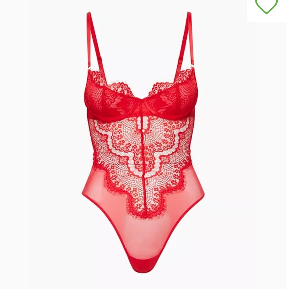 Elegant Red Lace Bodysuit
